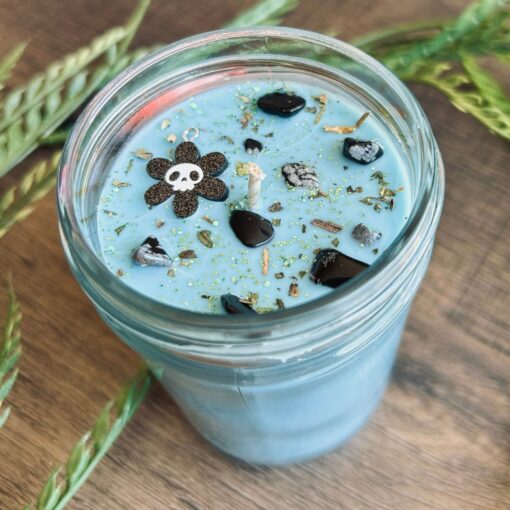 Bewitching Blooms Pastel Goth Crystal Candle for Spooky Summer Nights - Image 2