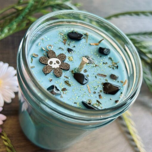 Bewitching Blooms Pastel Goth Crystal Candle for Spooky Summer Nights - Image 4