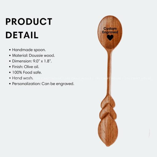 Nature's Embrace Handcrafted Wooden Leaf Spoon, A Gift from the Heart - Image 2