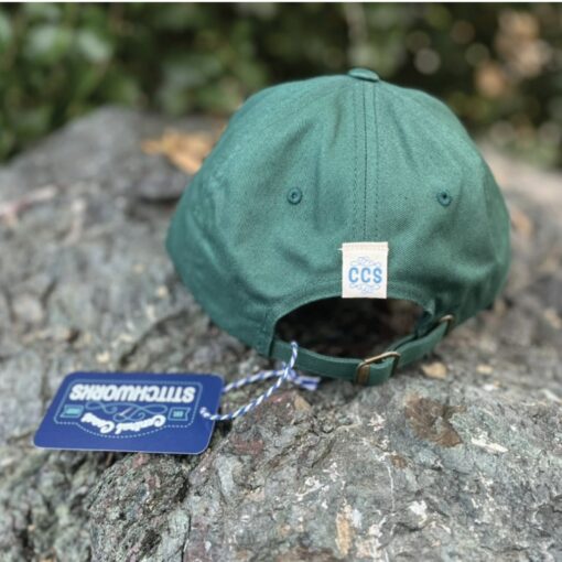 Chainstitched San Luis Obispo SLO Design Patch Cotton Twill Dad Hat Cap - Dark Forest Green with Gold and Ivory | Central Coast CA - Image 5