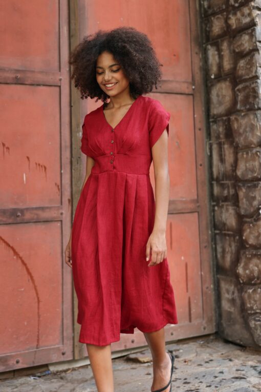 CHORA Linen Midi Dress Effortless Elegance for Summer - Image 4