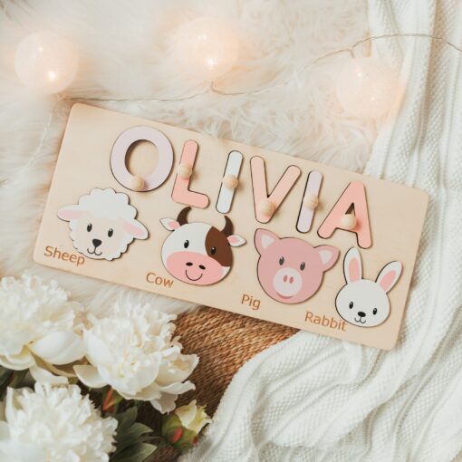 Personalized Animal Name Puzzle Educational Montessori Toy for Ocean Nursery Decor and Toddler Development - Image 2