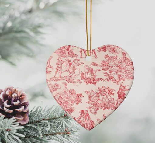 Toile De Juoy Ceramic Ornament Set Classic Red and White French Country Christmas Decor - Image 4