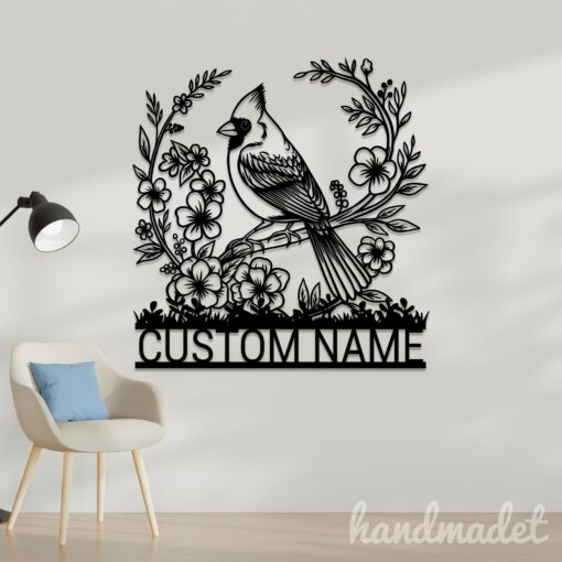Personalized Cardinal Bird Metal Wall Sign Illuminate Your Home with Avian Elegance - Image 3