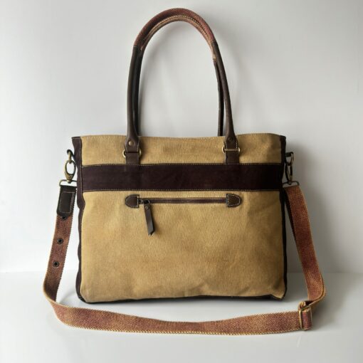 Upcycled Canvas Shoulder Tote Vintage Charm with a Modern Twist - Image 4