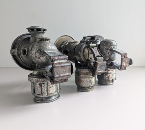 Three Antique Vintage Joseph Lucas Bicycle Lamps Illuminate Your Ride with Timeless Charm - Image 3