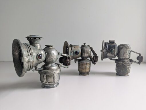 Three Antique Vintage Joseph Lucas Bicycle Lamps Illuminate Your Ride with Timeless Charm - Image 2
