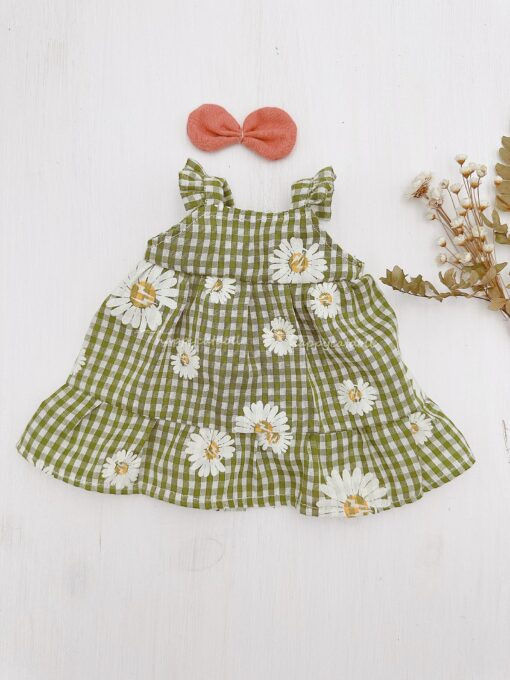 Adorable Handmade Bunny Rabbit Doll with Green Daisy Dress A Perfect Gift for Birthdays and Special Occasions - Image 6