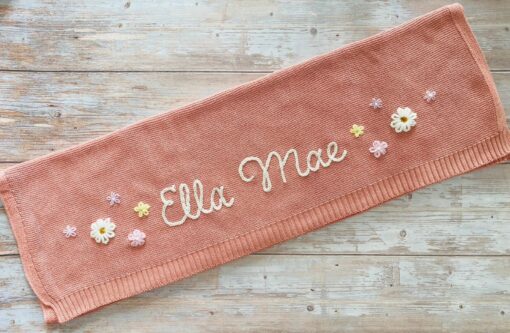 Personalized Baby Knit Blanket Embroidered Soft Cotton for Newborn Gifts and Baby Showers - Image 2