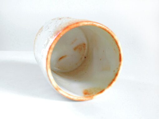 Exquisite 5.4oz Japanese Shino Ware Tea Cup Handcrafted Ceramic Masterpiece with Vibrant Orange and Red Accents - Image 5
