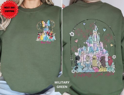 Enchanting Princess Happily Ever After Sweatshirt A Watercolor Masterpiece for Disney Lovers - Image 3