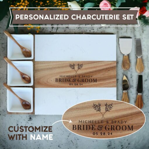Personalized Acacia Wood Serving Board A Cherished Gift for Couples and Families - Image 3