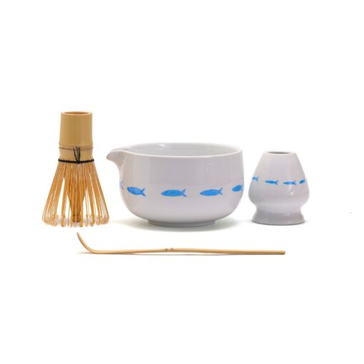 Exquisite Hand-Painted Fish Ceramic Matcha Bowl with Spout Elevate Your Tea Ceremony - Image 4