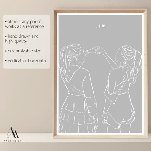Personalized Best Friend Gift Capture Your Unbreakable Bond in a Custom Portrait - Image 3