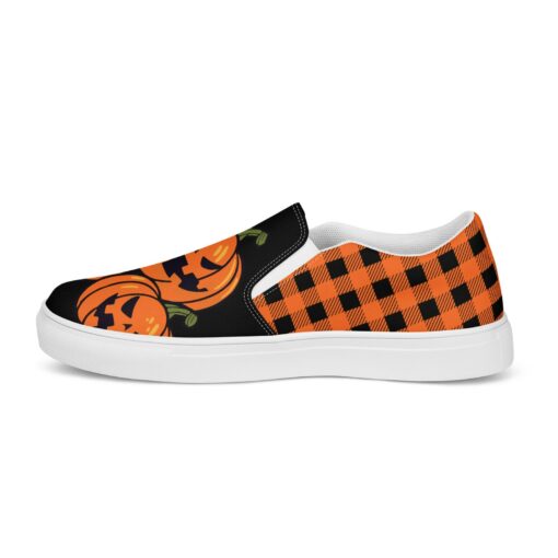 Festive Footwear for a Spooktacular Halloween Checkered and Jack-O-Lantern Canvas Slip-Ons - Image 5