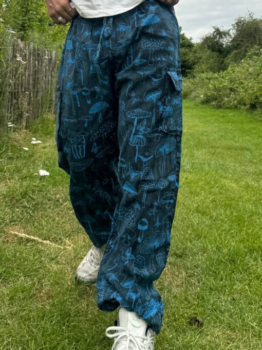 Groovy Mushroom-Printed Hippie Trousers Eco-Conscious Festival Wear for Free Spirits - Image 4