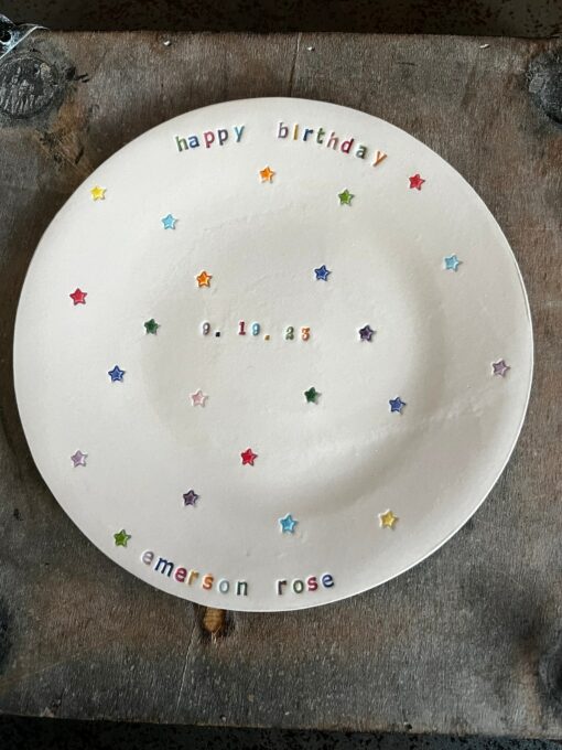 Starry Daisy Plate A Personalized Ceramic Keepsake for Birthdays and Newborns - Image 2