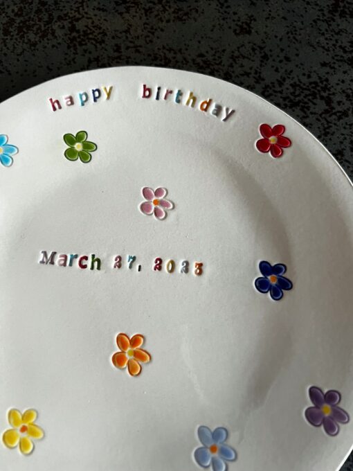 Starry Daisy Plate A Personalized Ceramic Keepsake for Birthdays and Newborns - Image 6