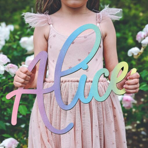 Enchanting Rainbow Wooden Name Sign A Personalized Touch for Your Little One's Abode - Image 3