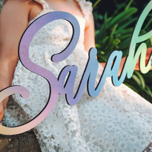 Enchanting Rainbow Wooden Name Sign A Personalized Touch for Your Little One's Abode - Image 2