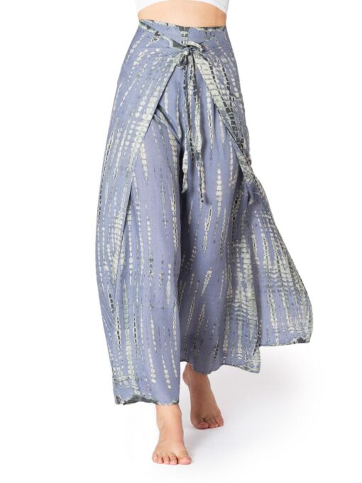 PANASIAM Sunshine Tie-Dye Culottes Flowy Viscose Wrap Pants for Boho Style - Image 5