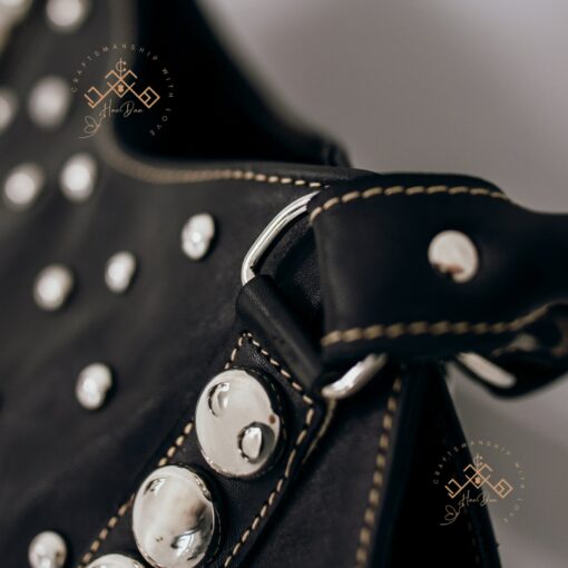 Studded Leather Handbag Personalized Tote with Rivets, a Unique Gift for Her - Image 2