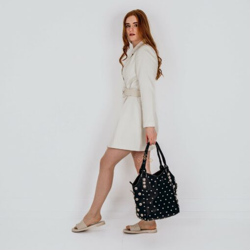 Studded Leather Handbag Personalized Tote with Rivets, a Unique Gift for Her - Image 3