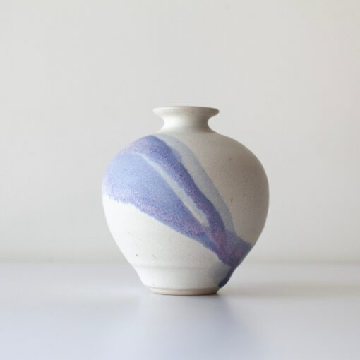Vintage Periwinkle White Studio Pottery Vase A Modern Masterpiece in Purples - Image 3