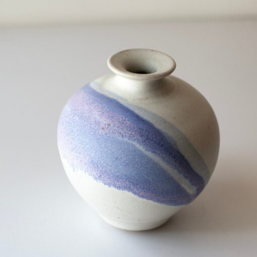 Vintage Periwinkle White Studio Pottery Vase A Modern Masterpiece in Purples - Image 4