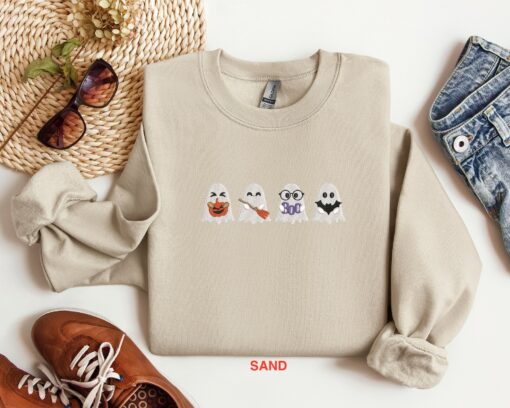Embroidered Spooky-Cute Ghost Sweatshirt Hauntingly Adorable for Halloween - Image 6