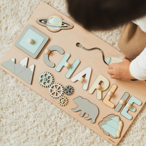 Personalized Baby Girl Busy Board A Unique 1st Birthday Gift, Custom Name Puzzle, Montessori Toy, Baptism Gift, Christmas Present - Image 2