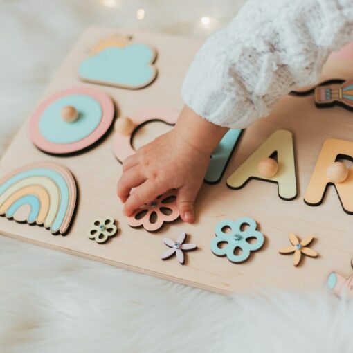 Personalized Baby Girl Busy Board A Unique 1st Birthday Gift, Custom Name Puzzle, Montessori Toy, Baptism Gift, Christmas Present - Image 6