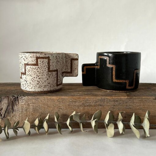 Abstract Lines Geometric Espresso Cups A Ceramic Masterpiece for Coffee Aficionados - Image 2