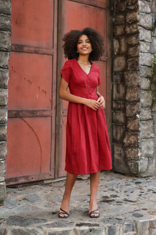 CHORA Linen Midi Dress Effortless Elegance for Summer - Image 3