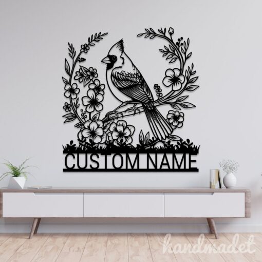 Personalized Cardinal Bird Metal Wall Sign Illuminate Your Home with Avian Elegance - Image 2