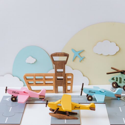 Personalized Wooden Planes Sensory Toys for Toddlers, Baptism Gifts, and Pretend Play - Image 4