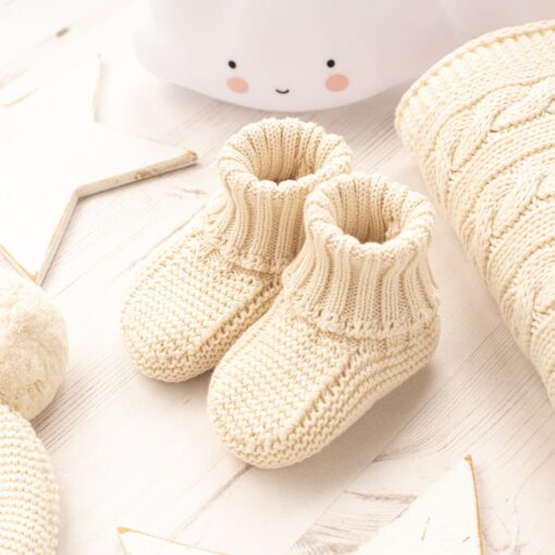 Toffee Moon Cream Personalized Baby Blanket, Cardigan, and Accessory Gift Set with Toy Bunny - Image 6