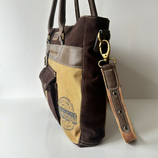 Upcycled Canvas Shoulder Tote Vintage Charm with a Modern Twist - Image 3