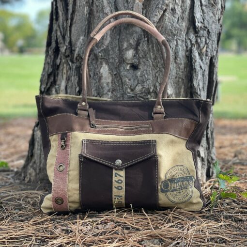 Upcycled Canvas Shoulder Tote Vintage Charm with a Modern Twist - Image 2