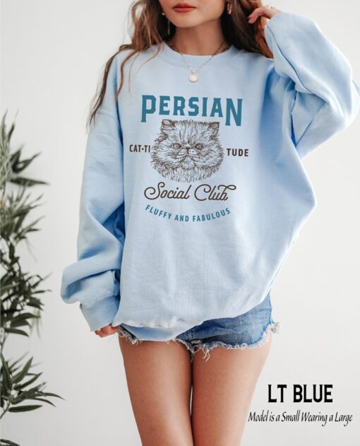Purrfectly Retro Persian Cat Sweatshirt for Feline Fanatics - Image 4