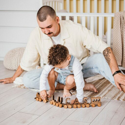 Personalized Wooden Train for Kids Educational Toy with Magnetic Letters and Handmade Craftsmanship - Image 4