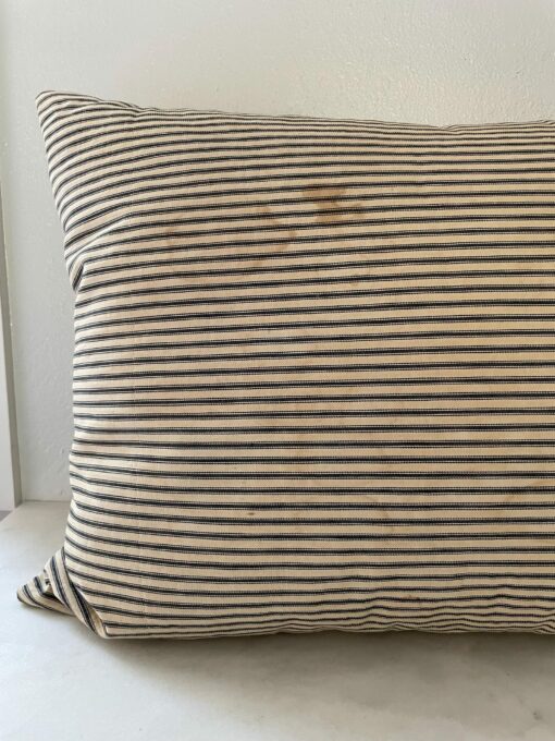Vintage Blue Ticking Pillow Timeless Charm for Your Home - Image 3