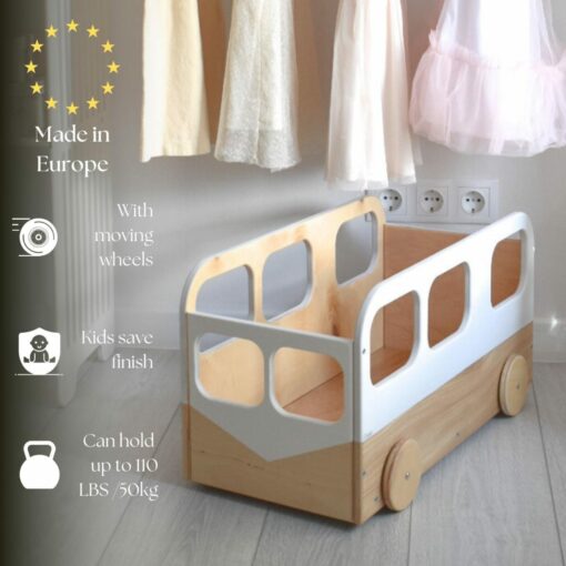 Whimsical Wooden Toy Bus The Ultimate Storage Solution for Little Explorers - Image 2