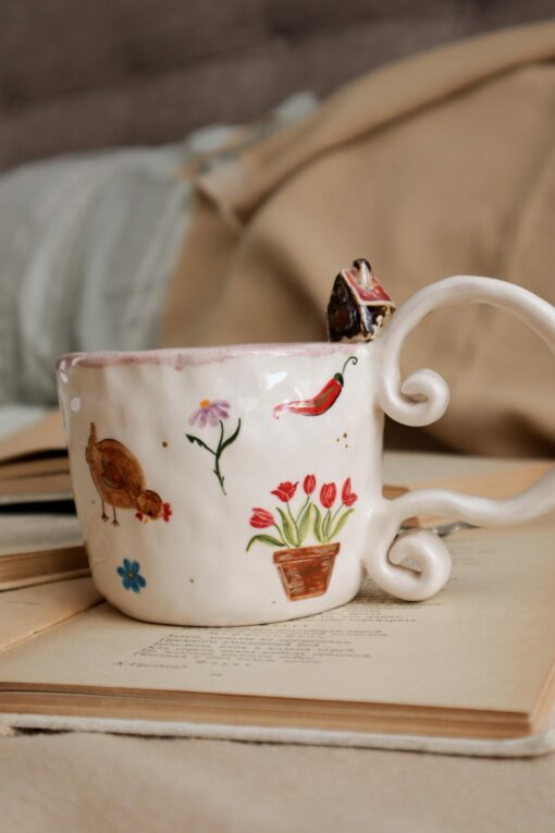 Handmade Ceramic Mug with Village Scene A Touch of Rustic Charm for Your Morning Brew - Image 2