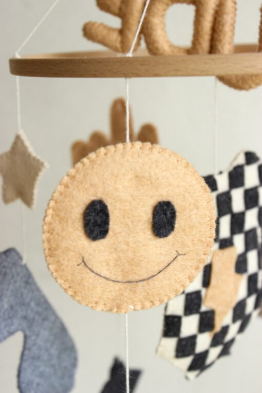 Groovy Little Dude Mobile Retro Checkered Nursery Vibes - Image 3
