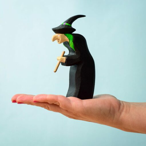 Enchanting Waldorf-Inspired Halloween Toy Handmade Witch and Cauldron Set with Organic Wood and Non-Toxic Paints - Image 3