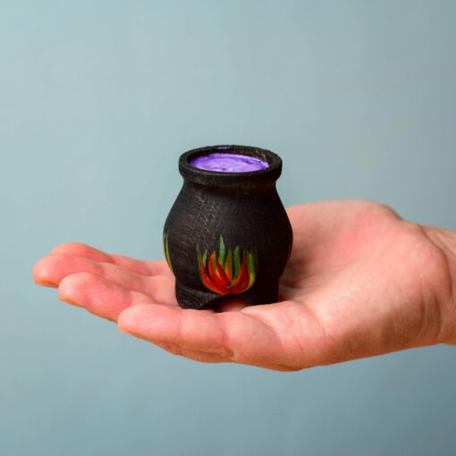 Enchanting Waldorf-Inspired Halloween Toy Handmade Witch and Cauldron Set with Organic Wood and Non-Toxic Paints - Image 6