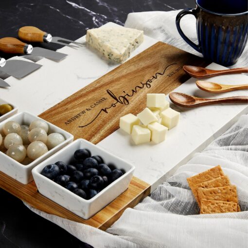 Personalized Acacia Wood Serving Board A Cherished Gift for Couples and Families - Image 2