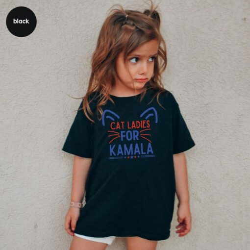 Empower the Future Cat Ladies for Kamala Kids Shirt, Inspiring Young Leaders - Image 6