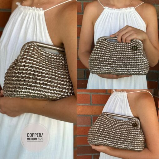 Gilded Glamour Woven Metallic Raffia Clutch for Enchanting Evenings - Image 6